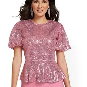 Nwt pink sequin pemblum top